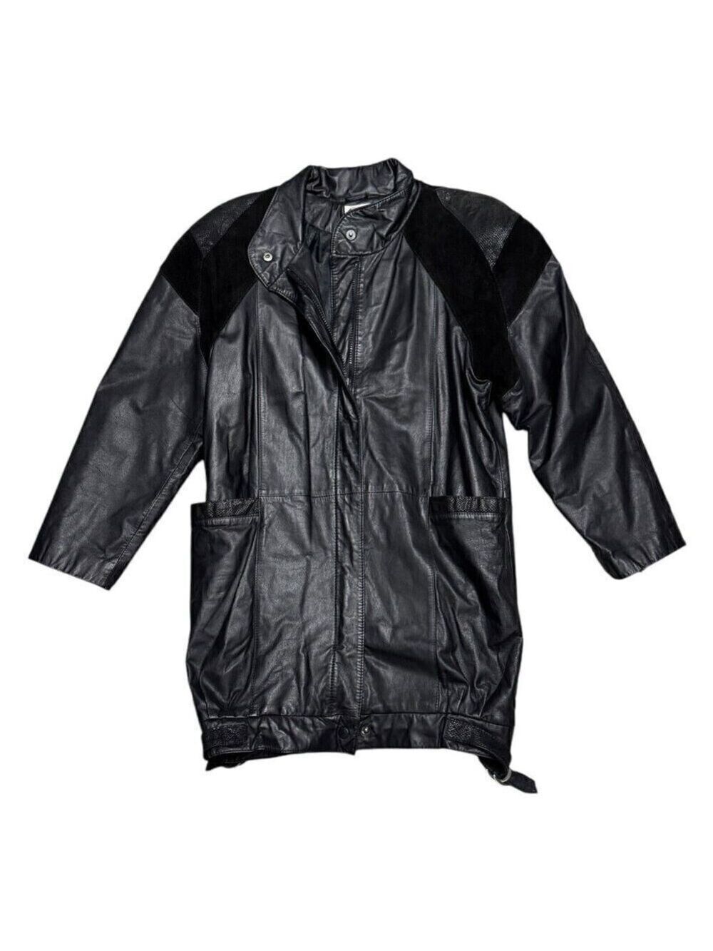 STUNNING Vintage 90s G-III 100% GENUINE LEATHER Retro Trench Coat Womens Small